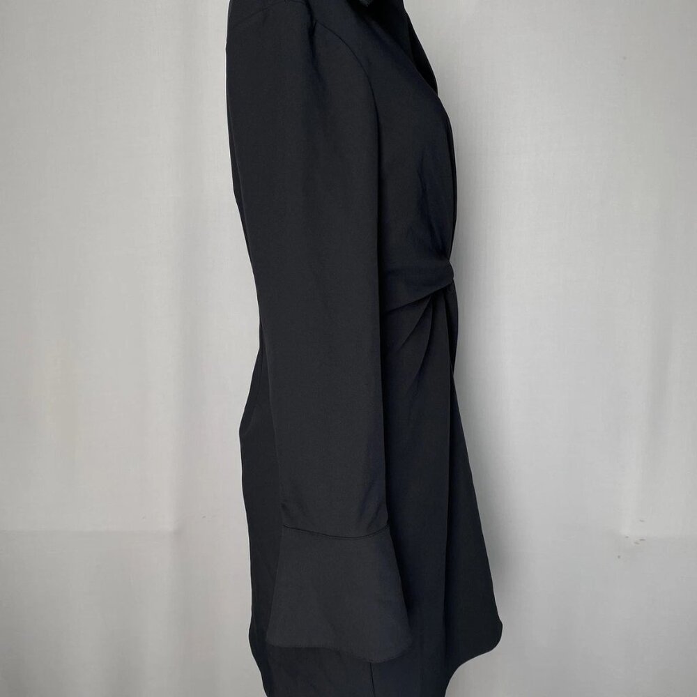 NEW CINQ à SEPT Women’s McKenna Mini Dress Black Size 6 Front Twist Long Sleeve - Picture 6 of 10